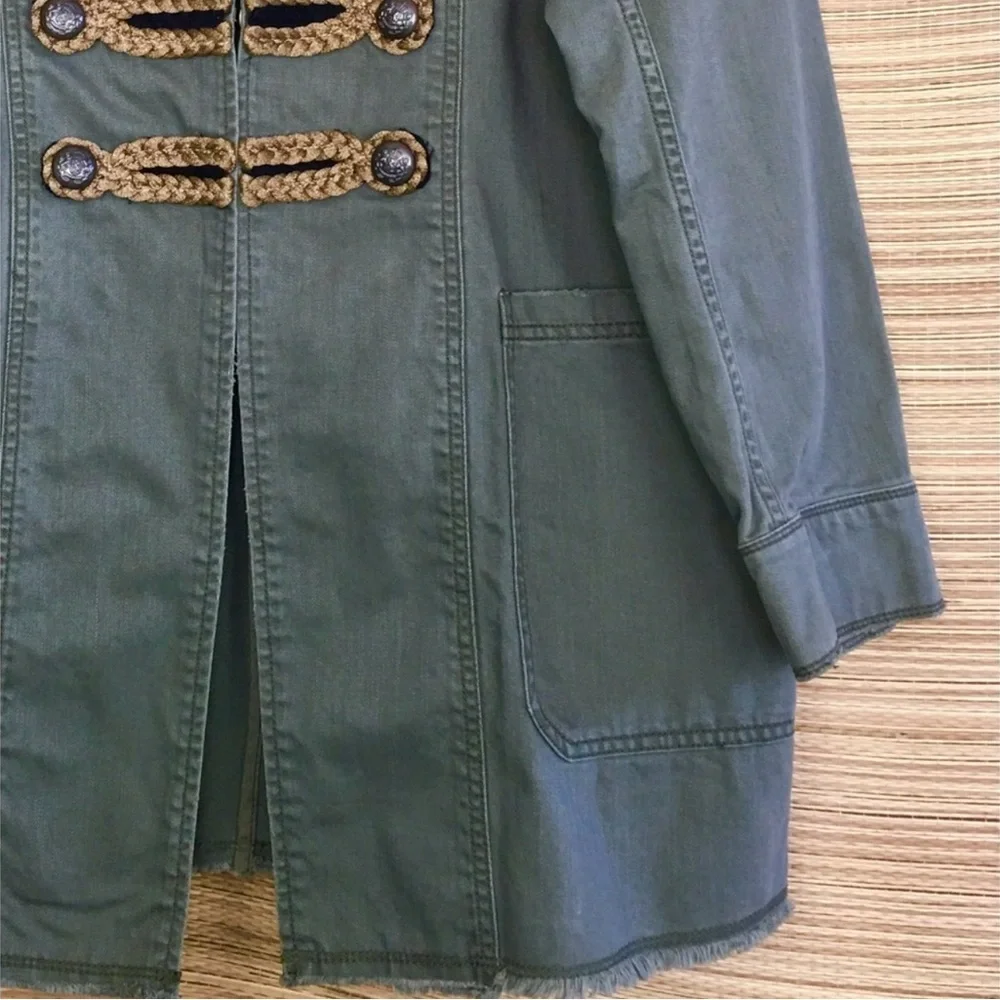 Free People Passenger Military Style Cotton Twill Jacket Blazer In Moss Size L